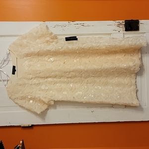 Eloquii Cream White Size 16 Large Sequin Shift Cocktail Dress